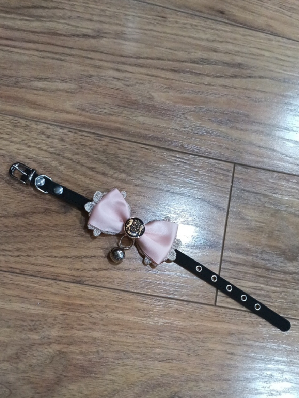 Source Unknown Black Cat Collar with Pink Bow & Bell
